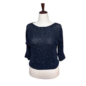 Boho Chic Navy 3/4 Sleeve Dolman Top | Off the shoulder| Open back| Sz Small